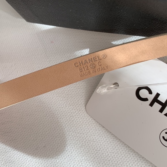 CHANEL Python Cream Brown Snake & Leather Skinny Belt CC Logo w/ Matte Silver HW - Picture 7 of 16